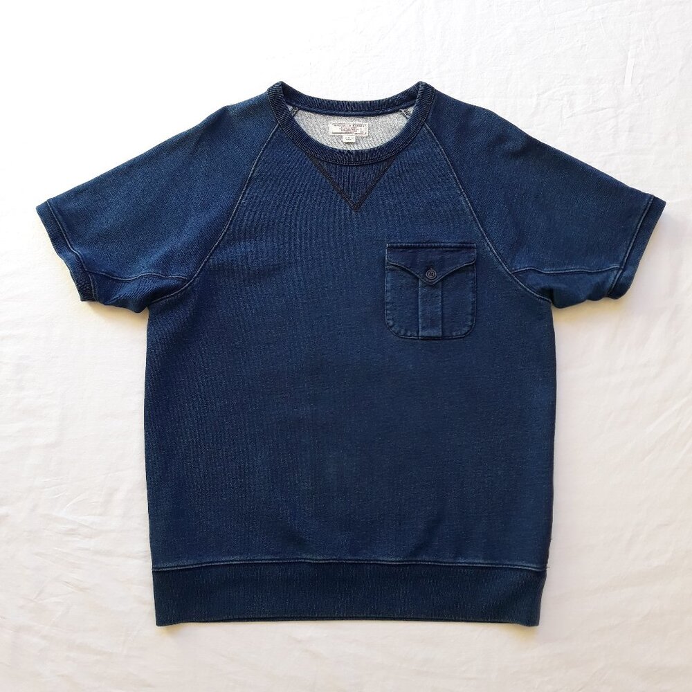 J. Crew Wallace & Barnes Indigo Dye Short Sleeve Sweater tee t-shirt size L